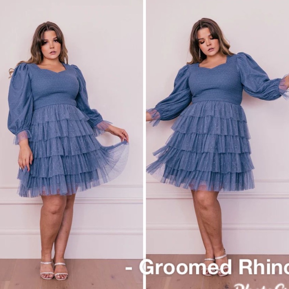 JessaKae Maisy Blue Tiered Tulle Ruffle Dress Size 5X